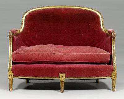 Appraisal: Louis XVI style carved and gilt wood settee rope and