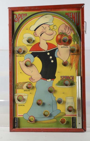 Appraisal: Popeye Tin Litho Toy Pinball Bagatelle Game This pinball-style game