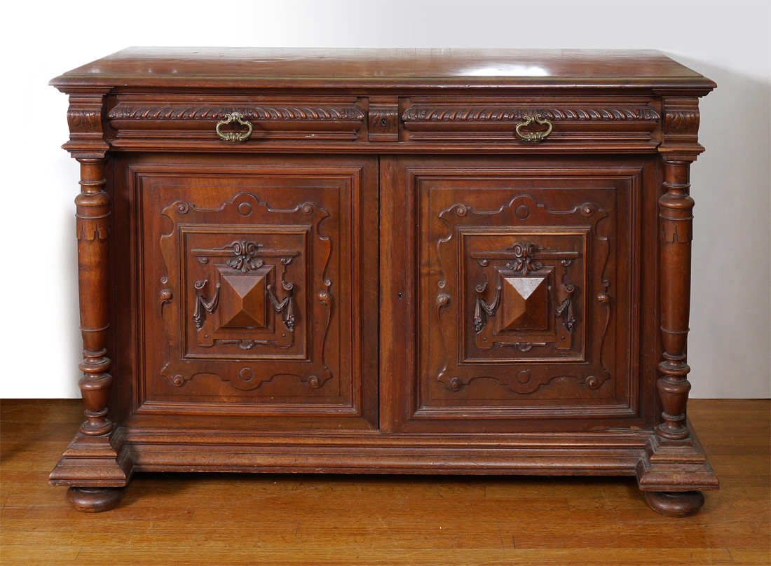 Appraisal: VICTORIAN CARVED SIDEBOARD drawers with carved fronts over doors with