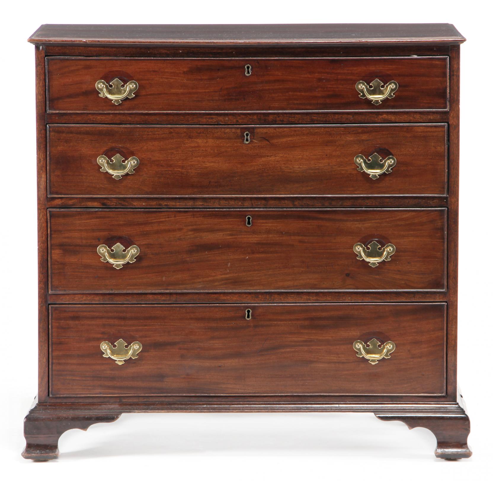 Appraisal: George III Chest of Drawers mahogany mahogany veneers oak and