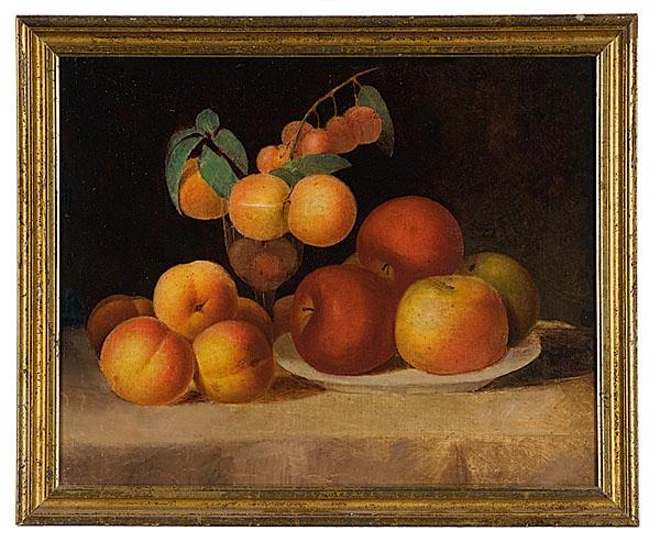 Appraisal: STILL LIFE WITH APPLES PEACHES AND CHERRIES American School th