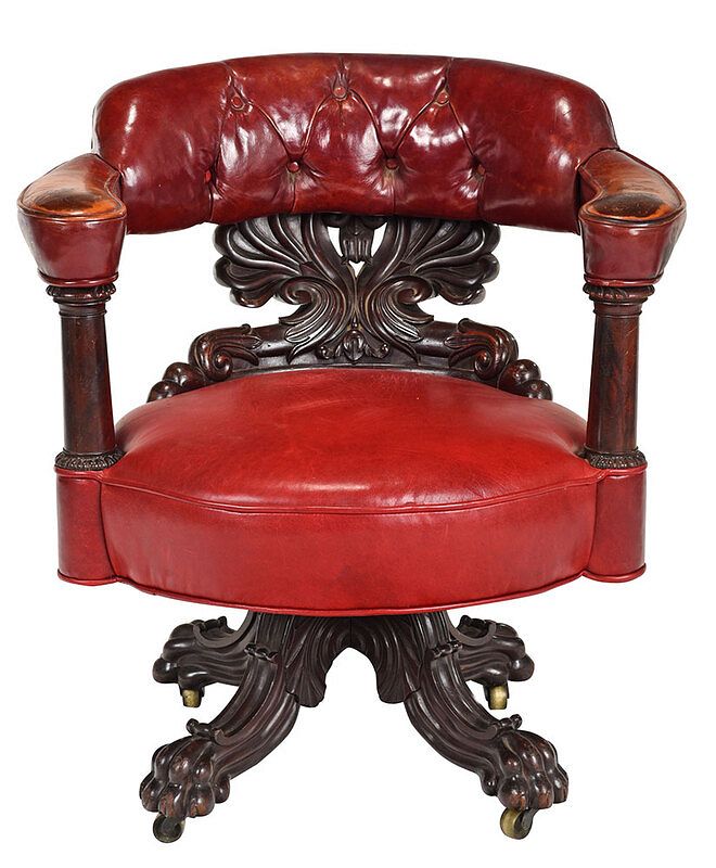 Appraisal: Classical Mahogany Upholstered Swivel Chair attributed to New York circa