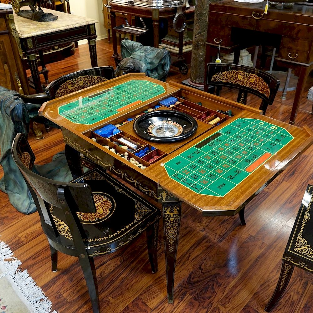 Appraisal: Vintage Italian Game Table and Chairs Vintage Italian Game Table