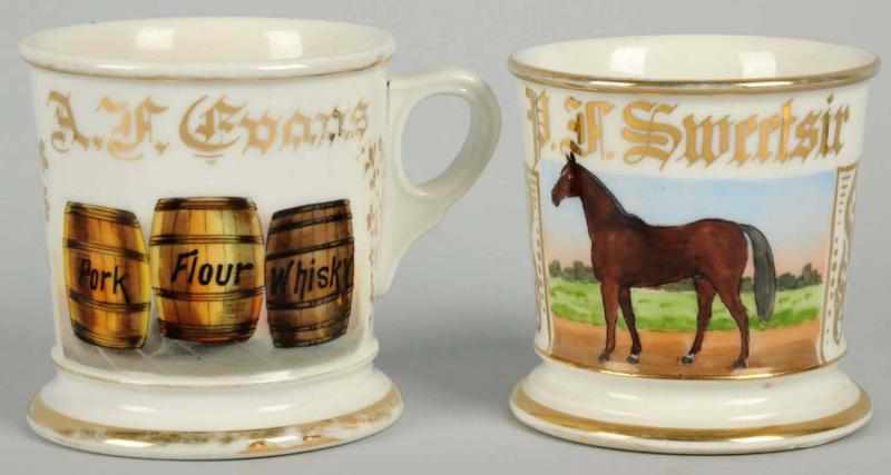 Appraisal: Lot of Shaving Mugs Includes one grocer's mug with gilt