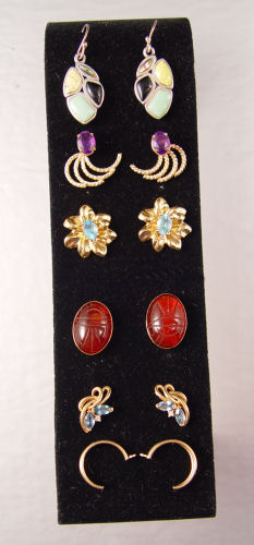 Appraisal: EARRING PAIRS AND GOLD JACKET PAIRS- ALL K k Carnelian