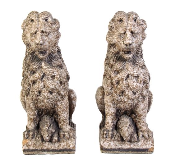 Appraisal: Sale Lot A Pair of Cast Stone Lions each depicted