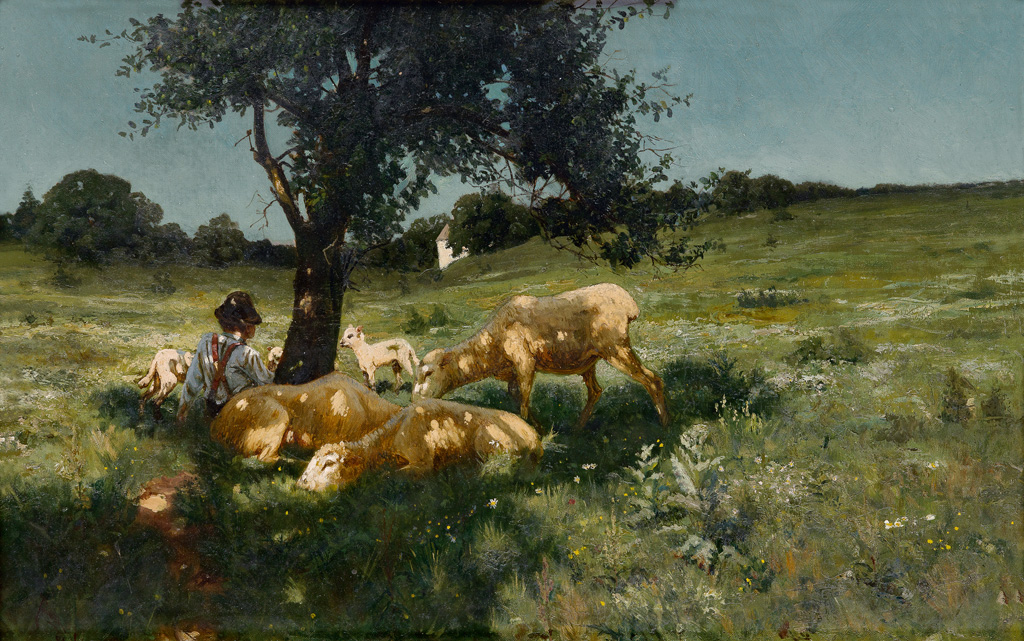 Appraisal: HENRY OSSAWA TANNER - Boy and Sheep under a Tree