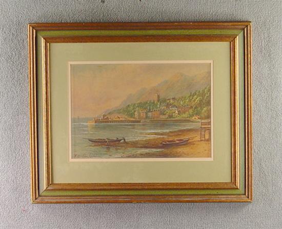 Appraisal: Drinkwater Milton British Watercolor harbor scene with a town and