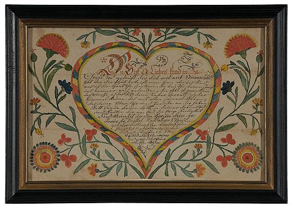 Appraisal: TH CENTURY BIRTH AND CHRISTENING FRAKTUR Continental dated watercolor ink