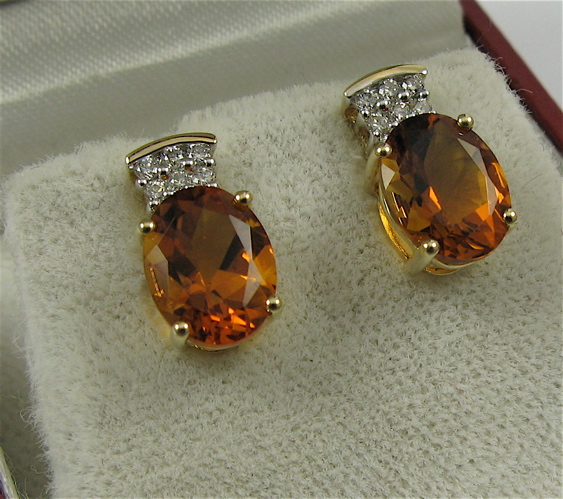 Appraisal: PAIR OF CITRINE DIAMOND AND K GOLD EARRINGS each set