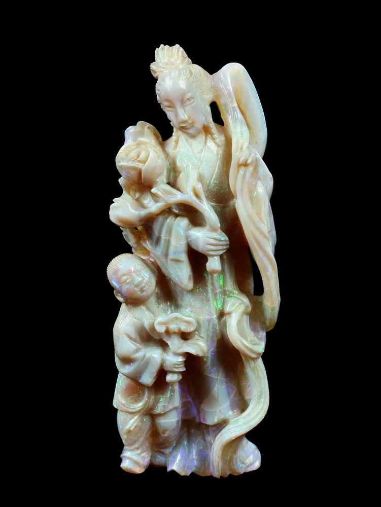 Appraisal: CARVED FEMALE DEITY - th c Chinese opal carving of