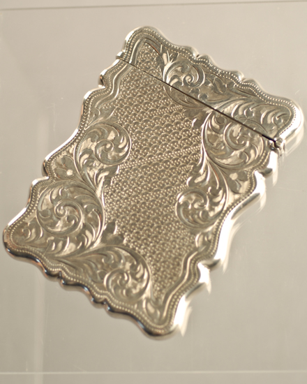 Appraisal: An English Sterling Card Case with shaped sides and allover