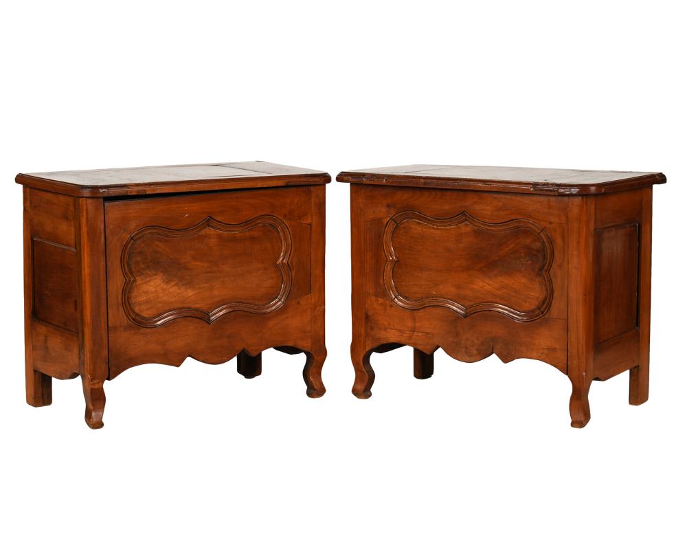 Appraisal: PAIR OF FRENCH PROVINCIAL WALNUT CHESTS th century each with