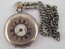 Appraisal: A silver half hunter Omega pocket watch the movement and