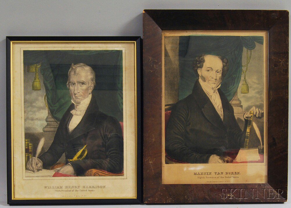 Appraisal: Two Framed Currier Hand-colored Engravings of Martin Van Buren and