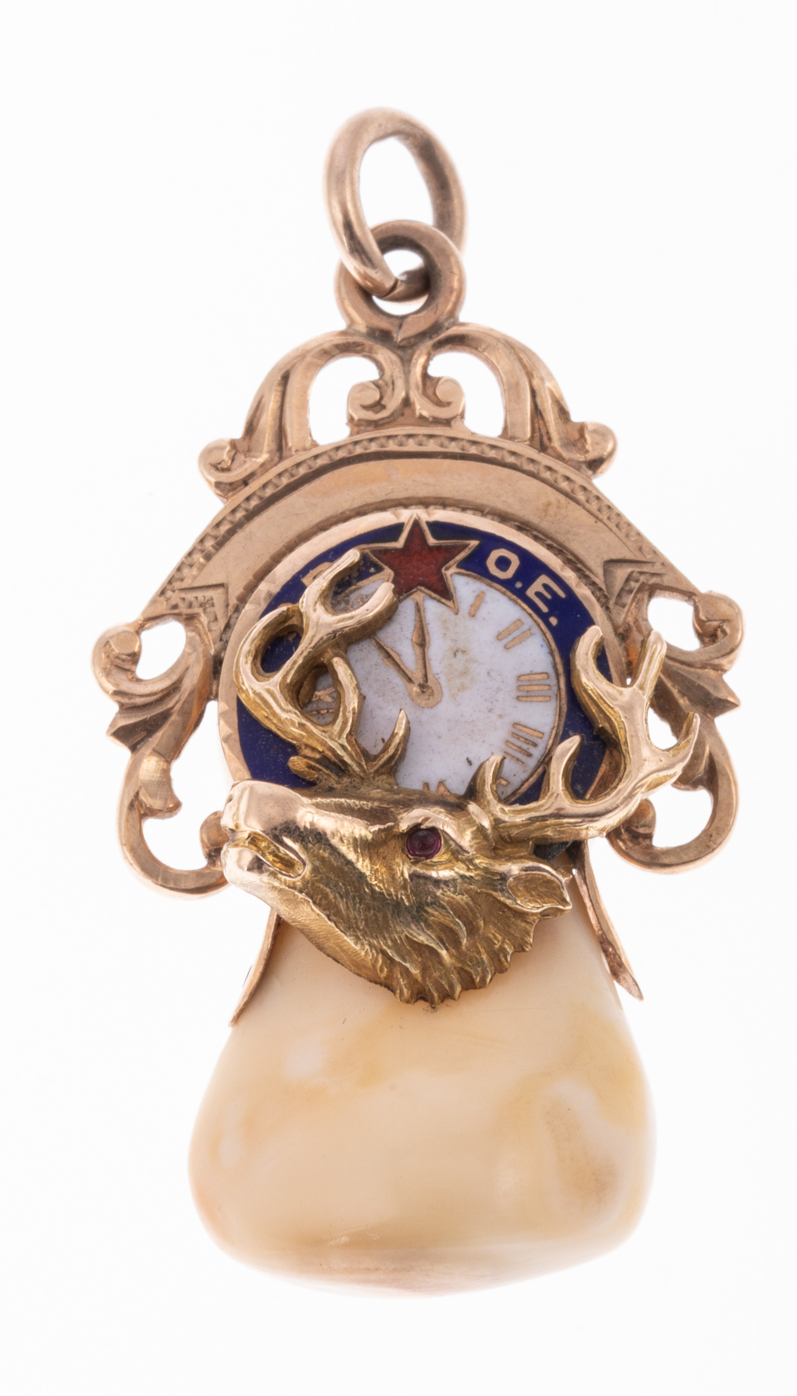 Appraisal: ELKS TOOTH PENDANT B P O E Ruby eye with