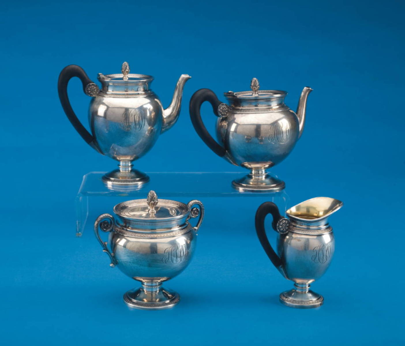 Appraisal: FRENCH SILVER FOUR-PIECE TEA AND COFFEE SERVICE EMILE PUIFORCAT MID-LATE