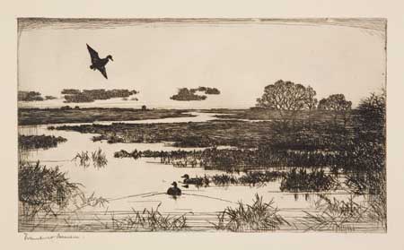 Appraisal: FRANK W BENSON Essex Marshes Etching x mm x inches