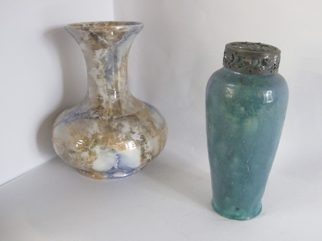 Appraisal: Finnish pottery vase and a studio pottery vase in lavender