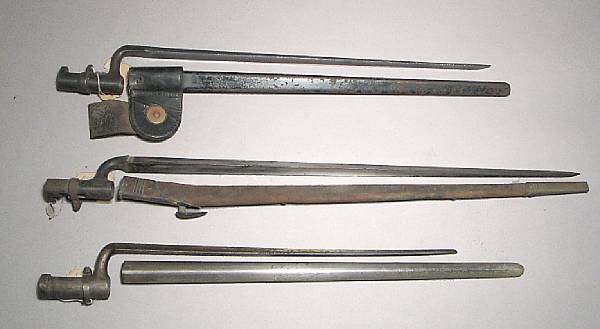 Appraisal: A lot of three bayonets Comprising U S socket bayonet