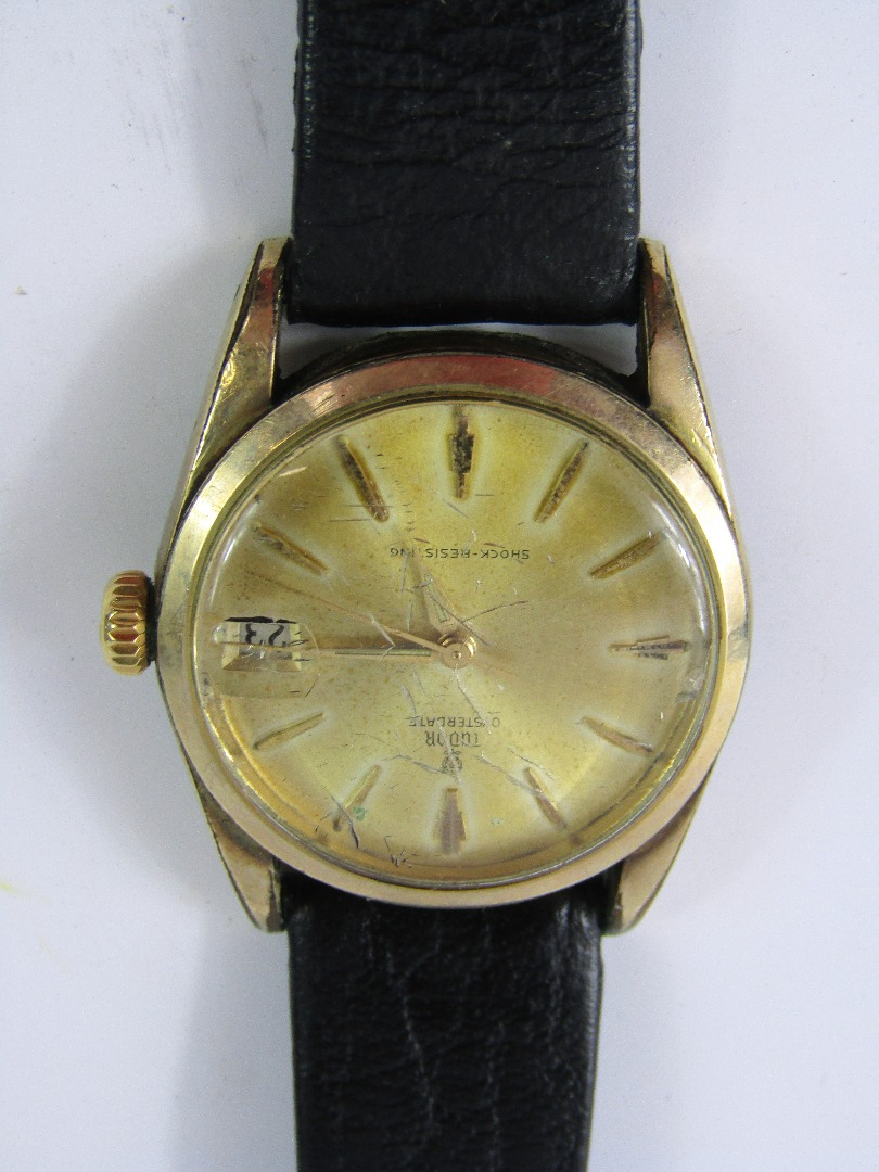 Appraisal: A Tudor Rolex gentleman's yellow metal cased wristwatch oyster date