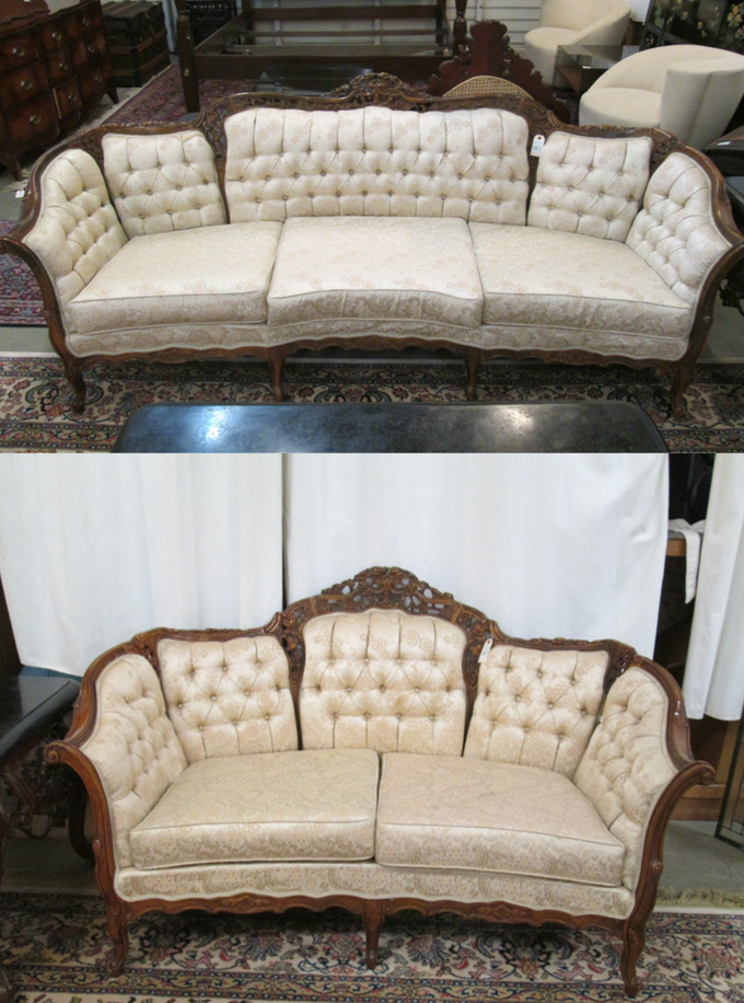 Appraisal: LOUIS XV STYLE SOFA AND LOVESEAT SET American mid- th