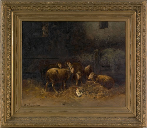 Appraisal: J Balliguant French th c oil on canvas barn scene