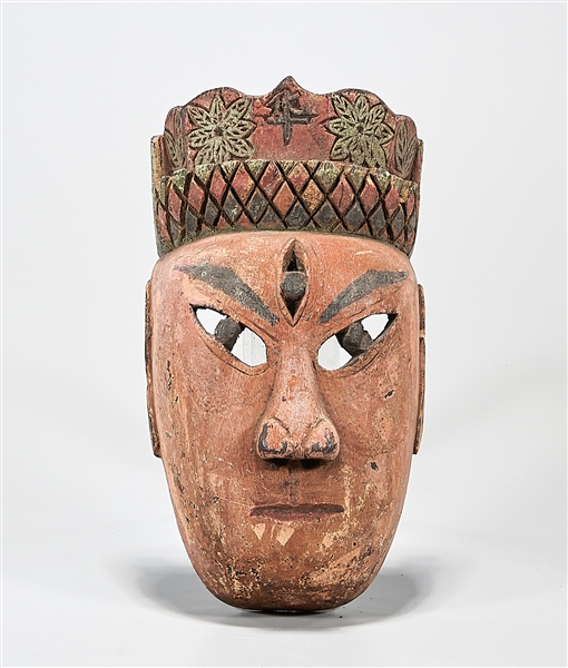 Appraisal: Chinese polychrome wood mask x x approx Condition normal wear