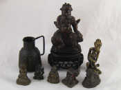 Appraisal: Eight bronze figures being six deity and bull figures an