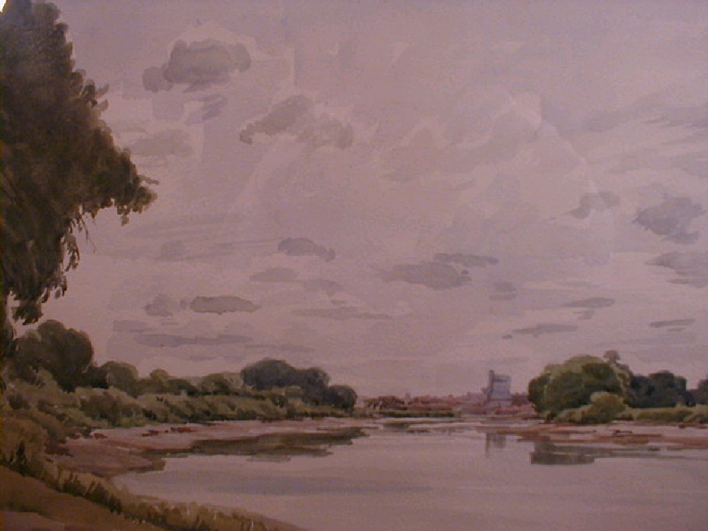 Appraisal: John R Gauld The Wyre river landscape watercolour signed x