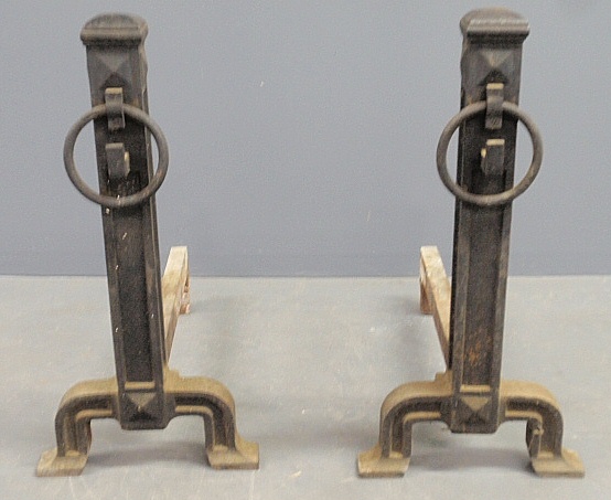 Appraisal: - Massive pair of Arts Crafts style cast iron andirons