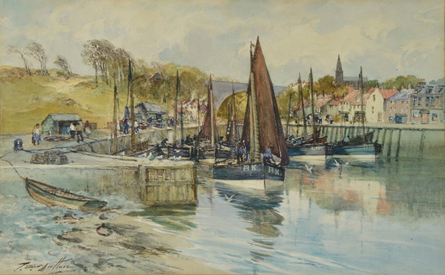 Appraisal: THOMAS SWIFT HUTTON c - Sailing vessels moored at a