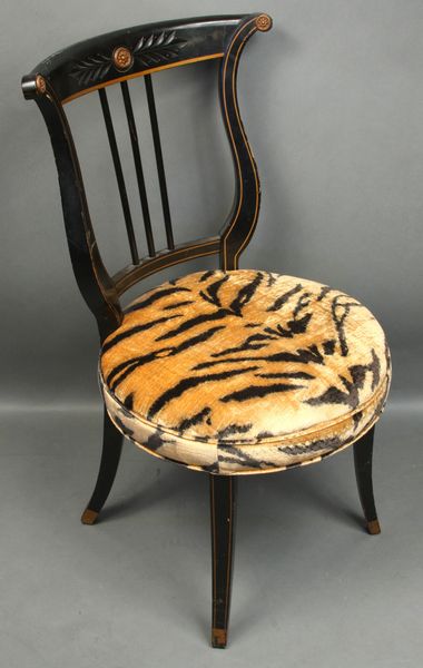 Appraisal: th Century Federal-style side chair with zebra type upholstered seat