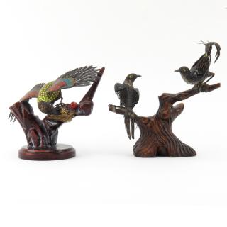 Appraisal: Collection of Two Chinese Silver and Enamel Bird Figurines on