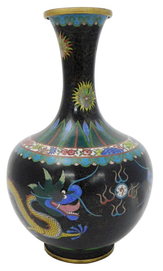 Appraisal: ASIAN Asian cloisonne vase polychrome enamel decoration depicting flowers and