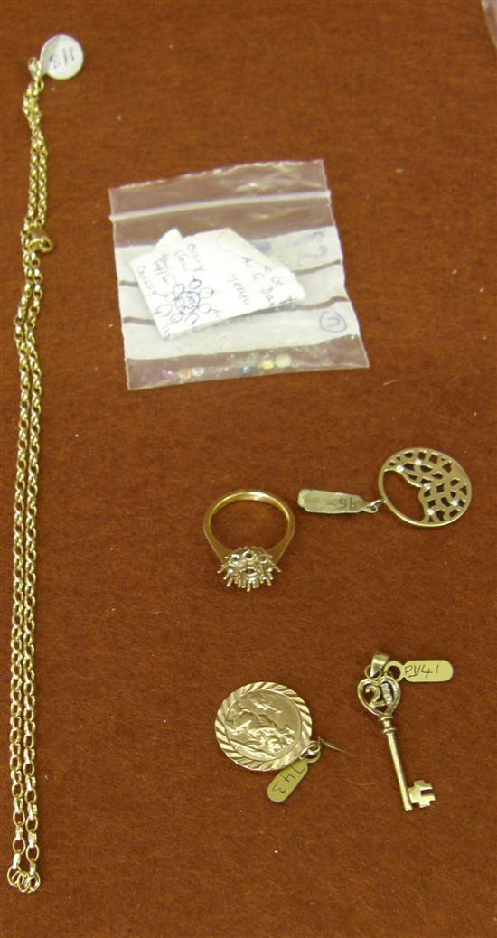 Appraisal: Four mixed bags comprising gold bracelets neckchains ring mounts and