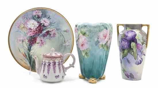 Appraisal: A Collection of Continental Painted Porcelain Articles comprised of two