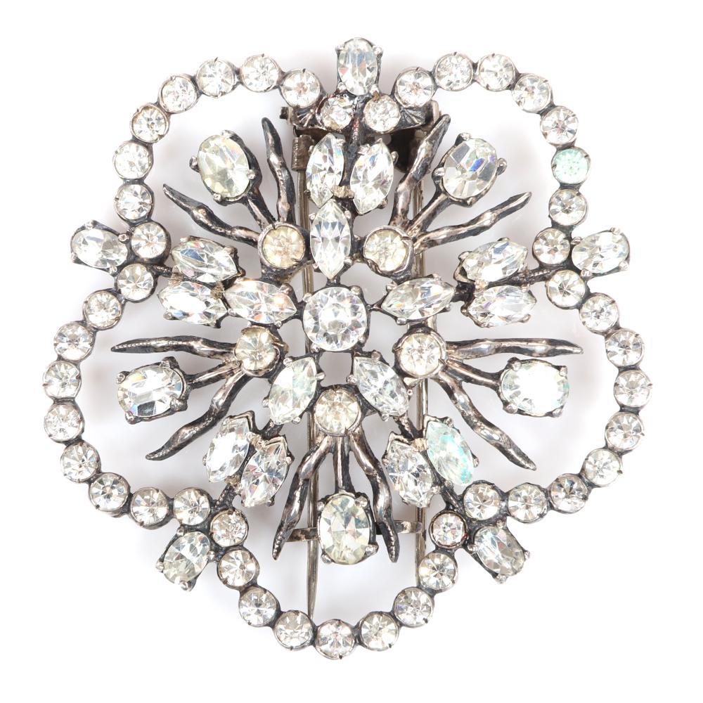 Appraisal: EISENBERG ORIGINAL STERLING SNOWFLAKE BROOCH WITH CLEAR ROUND MARQUISE AND