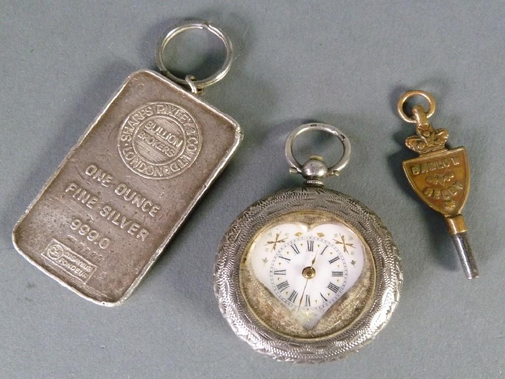 Appraisal: LADY'S EARLY TWENTIETH CENTURY CONTINENTAL ENGRAVED SILVER POCKET WATCH with