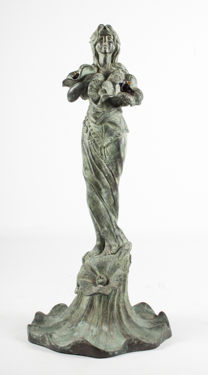 Appraisal: Art Nouveau style bronze fountain figure modeled as nymph standing