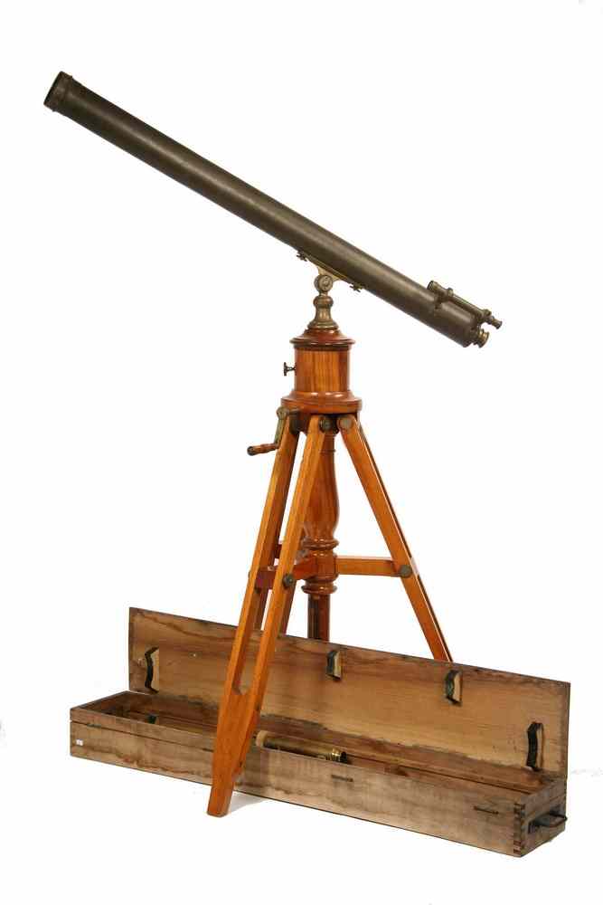 Appraisal: TELESCOPE TRIPOD - Ca Bardou Son of Paris Brass Telescope