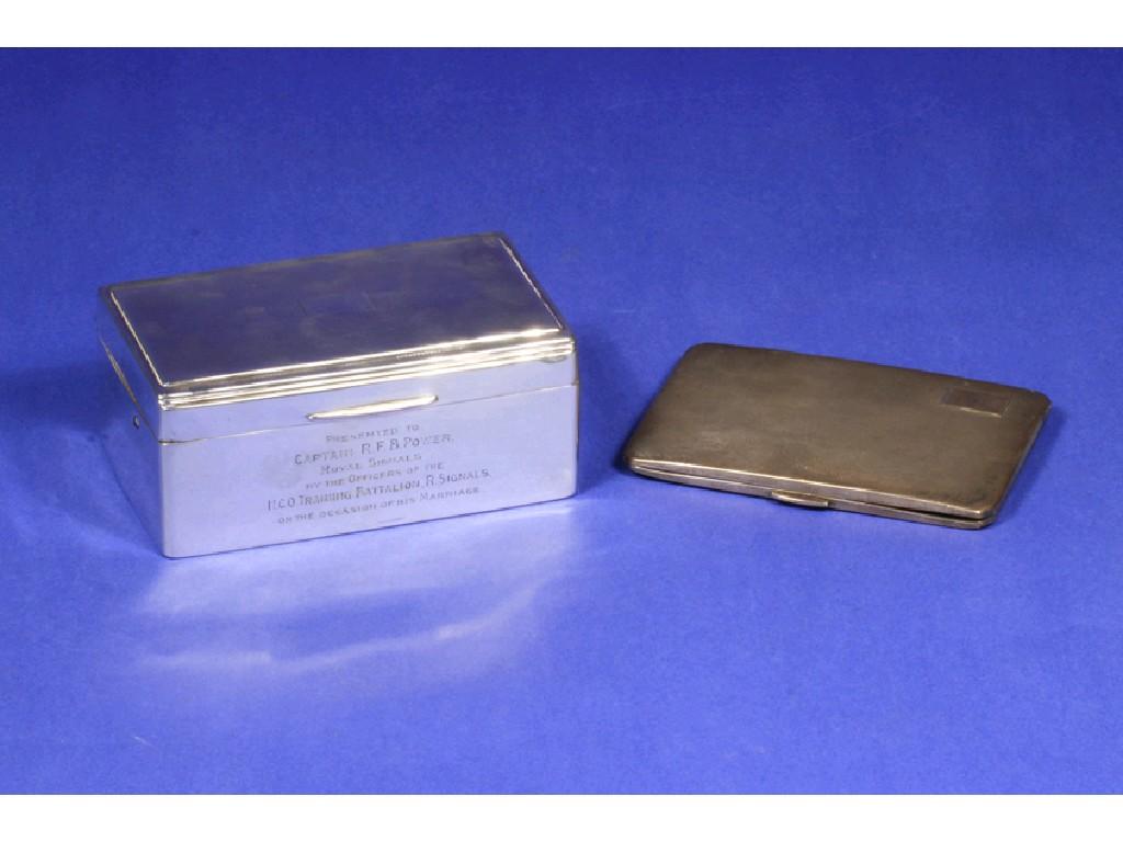 Appraisal: A CIGARETTE BOX of rectangular form with engine-turned decoration presentation