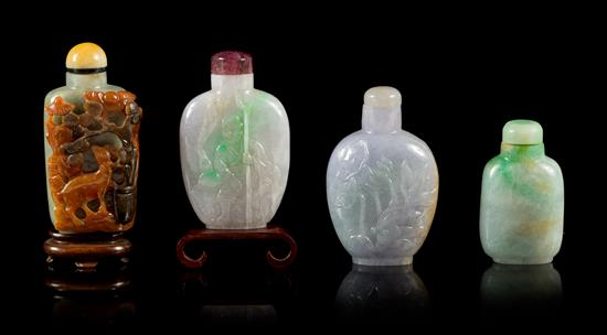 Appraisal: Sale Lot Four Jadeite Snuff Bottles th century the first