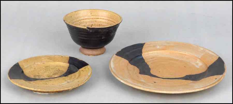 Appraisal: THREE PIECES OF BILL SAX POTTERY Comprised of one charger