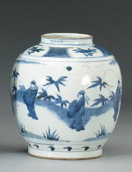 Appraisal: A blue and white porcelain jar from the 'San Diego'