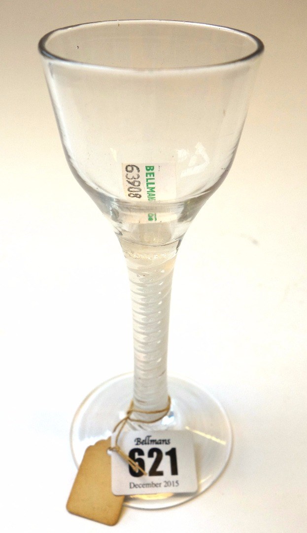 Appraisal: An English wine glass circa with ogee bowl and double