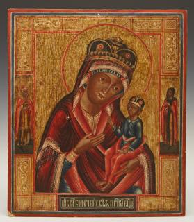 Appraisal: Russian Icon of the Virgin and Child Flanked by Tw