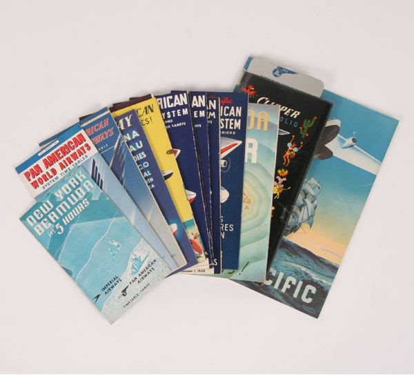 Appraisal: Lot of Pan Am Airways system timetables brochures Clipper portfolio