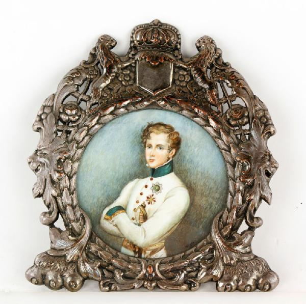 Appraisal: - Miniature Portrait Miniature portrait of a man in uniform