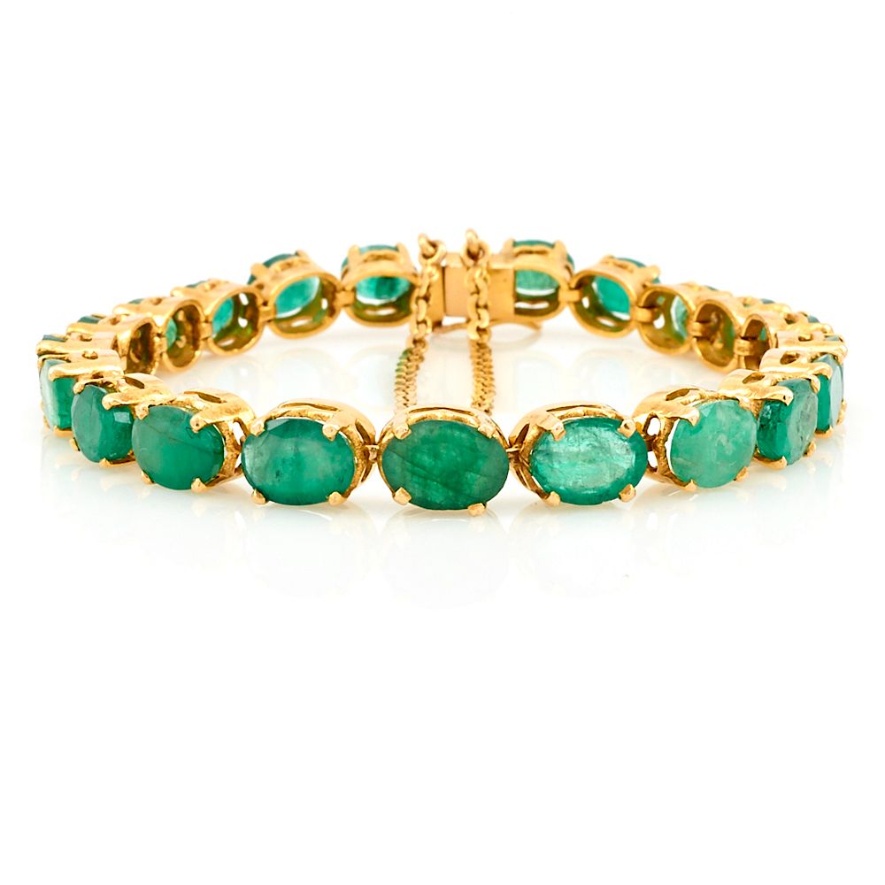 Appraisal: k Yellow gold emerald tennis bracelet g k Yellow gold